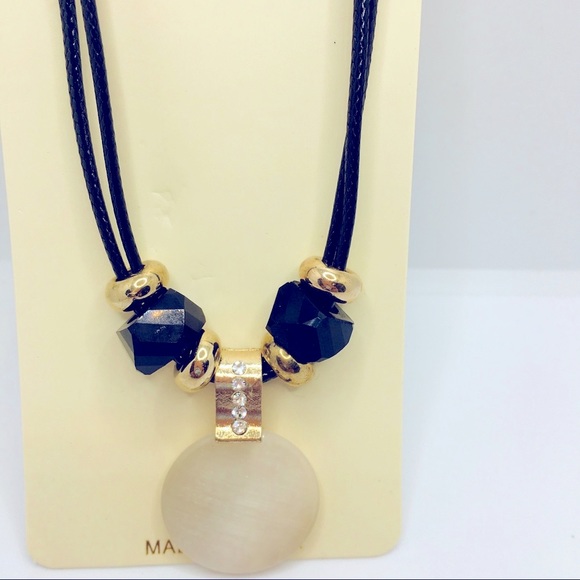 NECKLACE BLACK AND GOLD WITH CRYSTALS ! - Picture 2 of 14